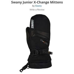 Black Junior X-Change Mittens L(9-10)